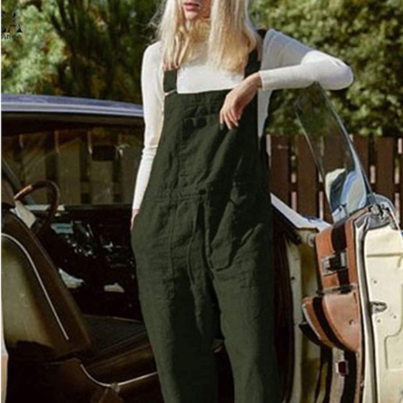 Linen Jumpsuit Overalls - Picture 2 of 2
